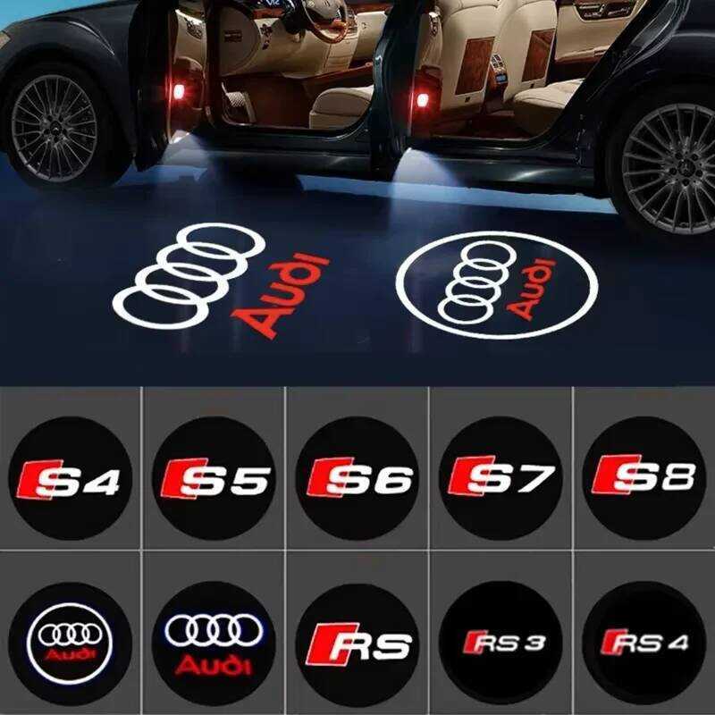 ไฟโลโก้ประตูรถยนต์ ❤ LED สำหรับ Audi A4 B5 B6 B7 B8 B9 A1 A3 8V 8P 8L A6 C5 C6 C7 A5 A7 A8 Q3 Q5 Q7