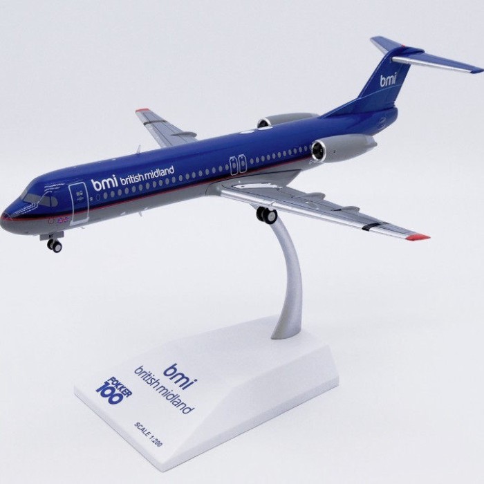 พร้อมสต็อก JC Wings 1: 200 UK British Airlines FK100 G-BXWF โมเดลเครื่องบิน Fokker Out of Print Car 
