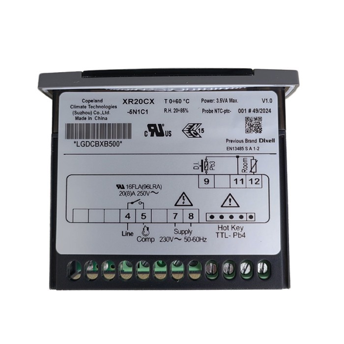 Dixell XR20CX-5N1C1 Prime CX Refrigeration Thermostat 20A Off Cycle Defrost for Freezer