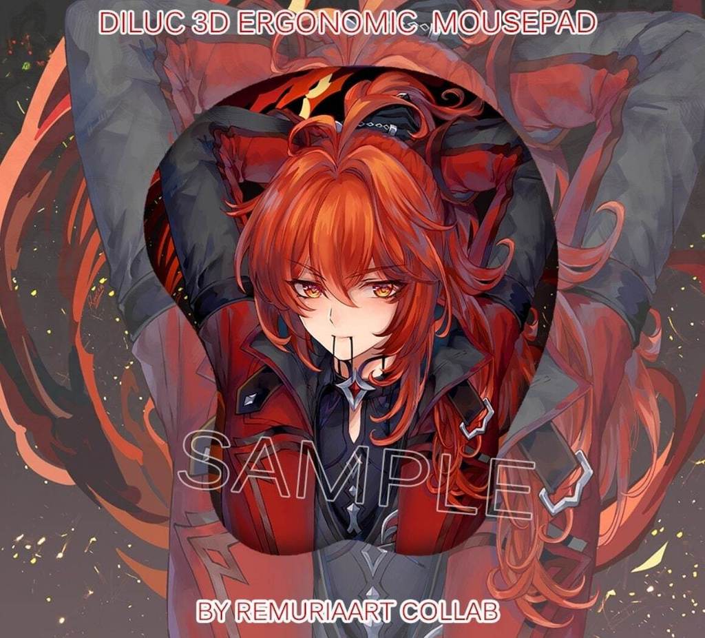 Diluc Red Dead of Night Mousepad Ergonomic 3D ชายอะนิเมะ Genshin Impact