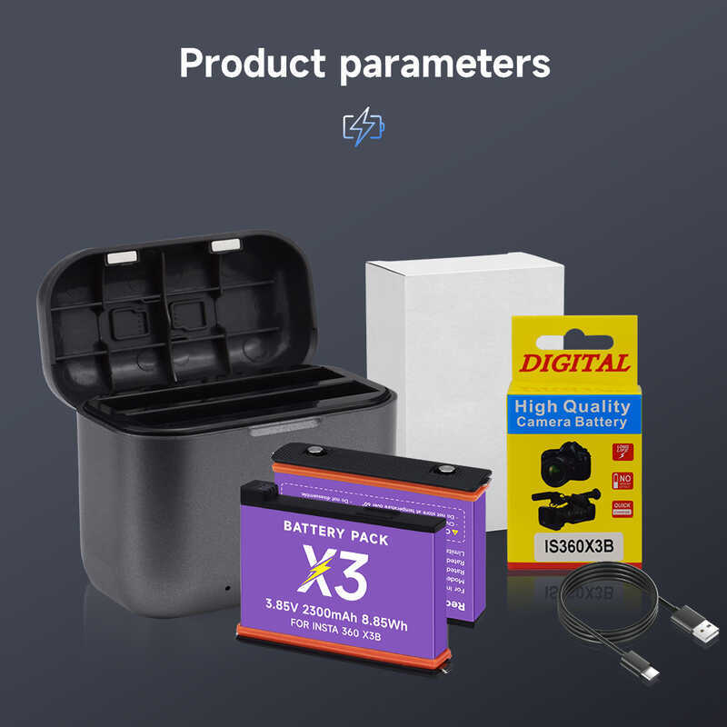 ▥ ใหม่  แบตเตอรี่ความจุสูงสําหรับ Ista360 X3 แบตเตอรี่กล้องชาร์จสําหรับ Ista 360X3 อุปกร
