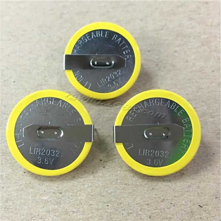 Applicable To Lir2032 3.6V Rechargeable Can Replace Cr2032/Ml2032 Button 180 Degree Solder Pin Lith