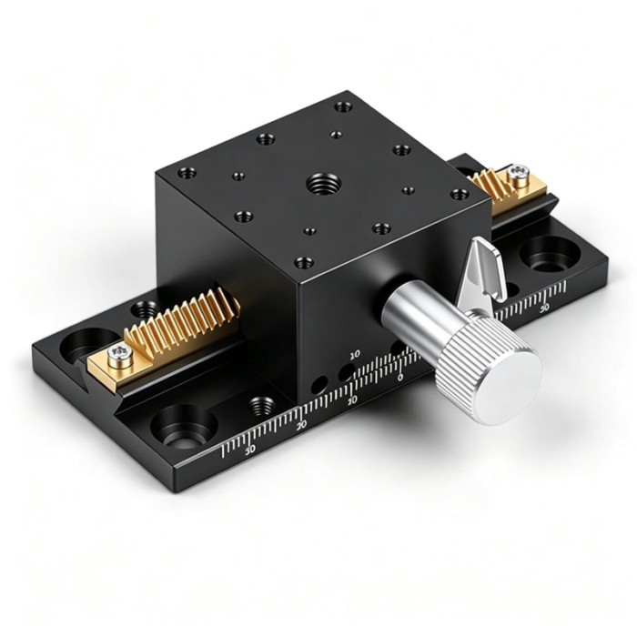 40x40mm Manual XAxis Dovetail Slide Stage ±35mm Travel Rack Pinion Precision Linear Translation Tab