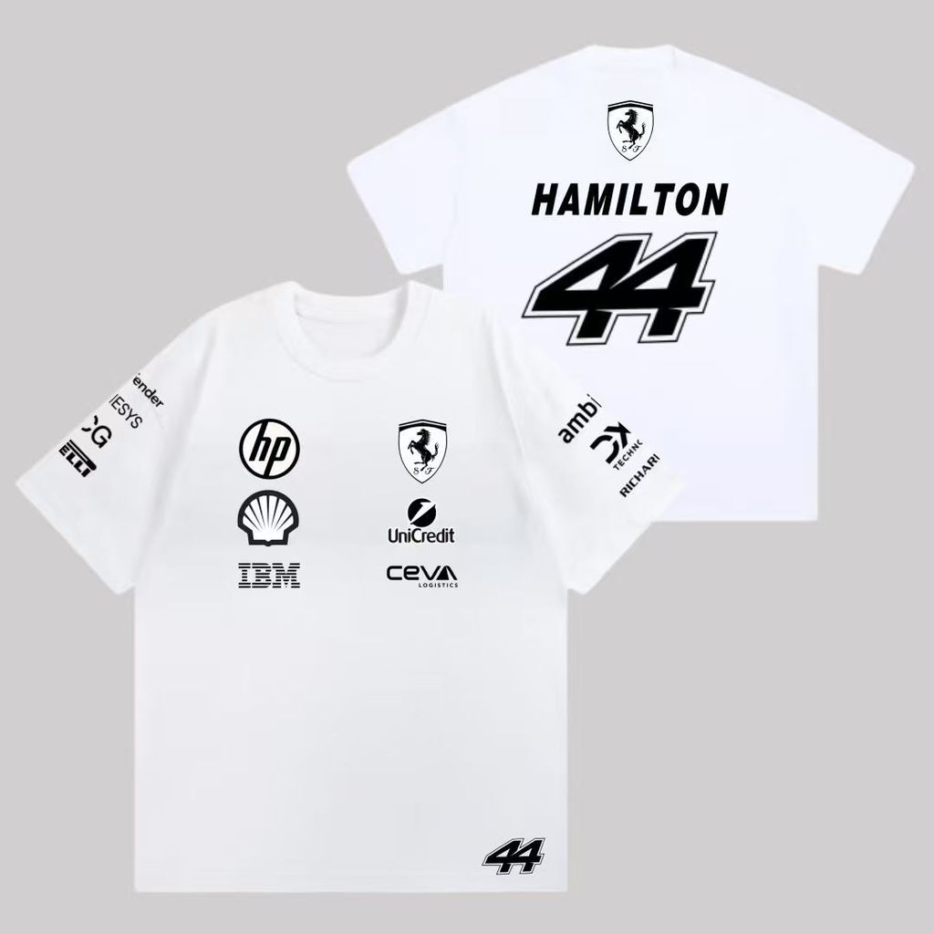 ผ้าฝ้าย Scuderia Ferrari Team 2026 Hamilton Leclerc Driver เสื้อยืด 2026 Ferrari Team Racing เสื้อยื
