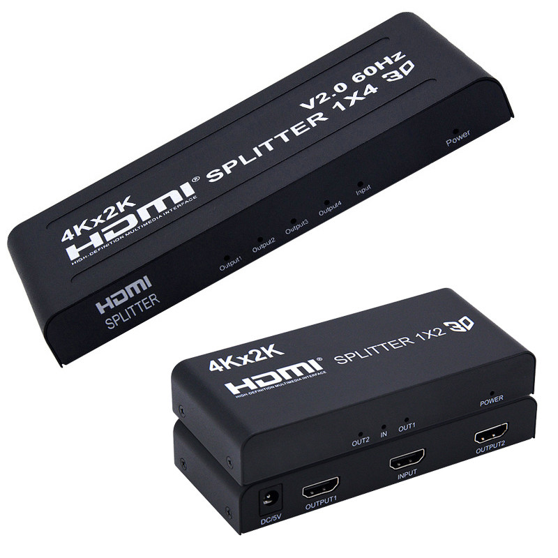 4K 60Hz HDMI Splitter 1x2 1x4 HDMI 2.0 Splitter 4Kx2k Video จําหน่าย 1 อินพุต 2 ออก /4 ออก Video Con