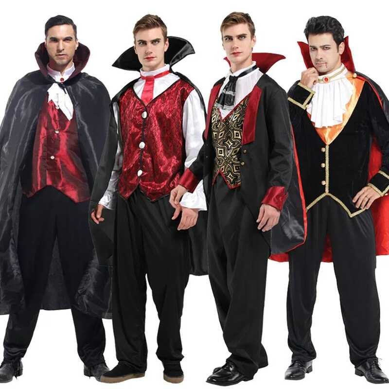 C Halloween Male Medieval Vampire Cosplay Costume With Shirt Pants Vest Cloak Carnival Party Devil