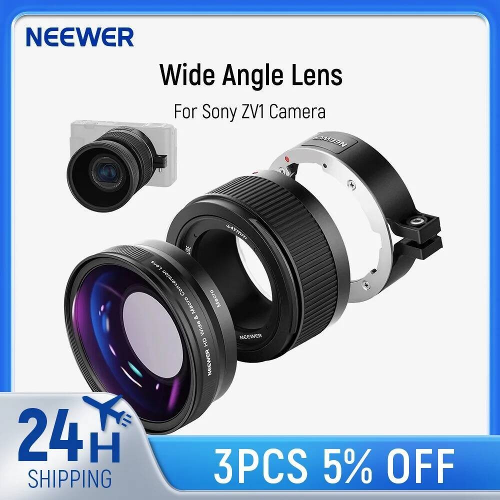 เลนส์มุมกว้าง Neewer สําหรับกล้อง Sony ZV1 2-in-1 18 มม.HD Wide-Angle & 10x Macro เลนส์เพิ่มเติมพร้อ