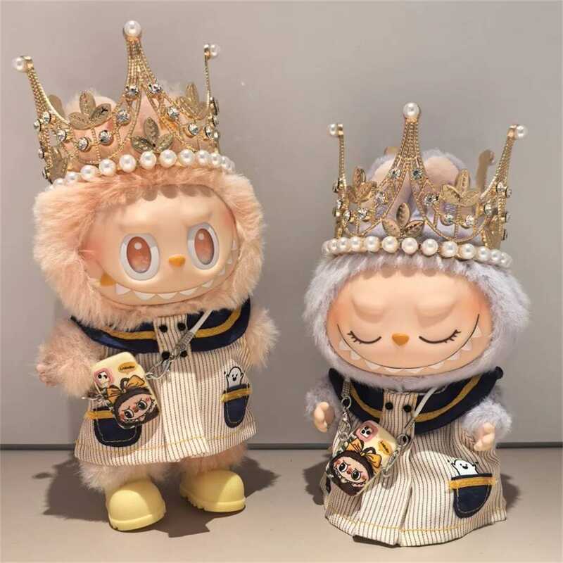 C New For Labubu Doll Clothes V1 V2 V3 Generation Labubu Striped Skirt With Crown Labubu Clothes Wi