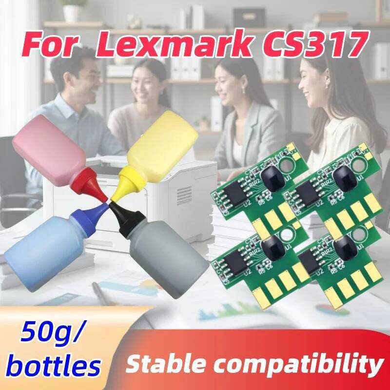 ตลับหมึกผงส่วนที่เหลือชิปสําหรับ Lexmark CS317 CS317dn CX317 CS417 dn CX417 CS517 เครื่องพิมพ์ CS517