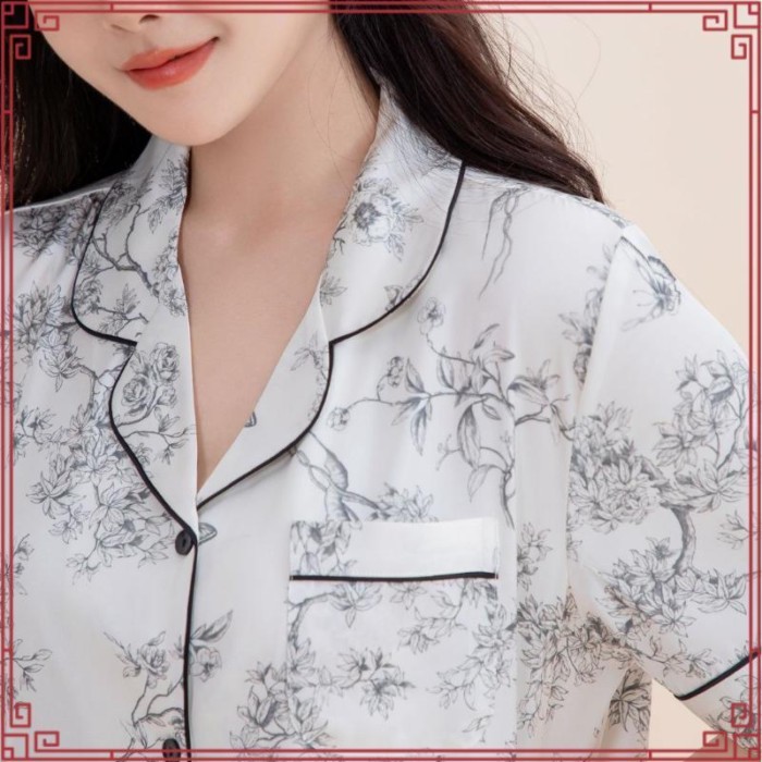 ชุดนอน Muslin Pajamas Silk Satin รุ่น Whispering Garden (N5176 T5176 P5176) | ชุดนอนผู้หญิง