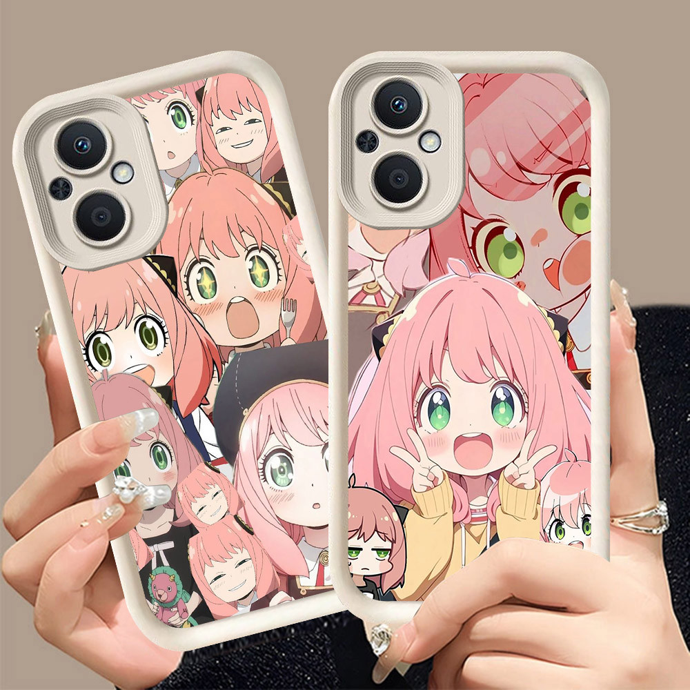 Q-32 Spy x Family ขาวดำเคสโทรศัพท์หรับ OPPO Reno A96 8 8Z A76 7 A36 7Z Lite Pro 5G ปกสีชมพู
