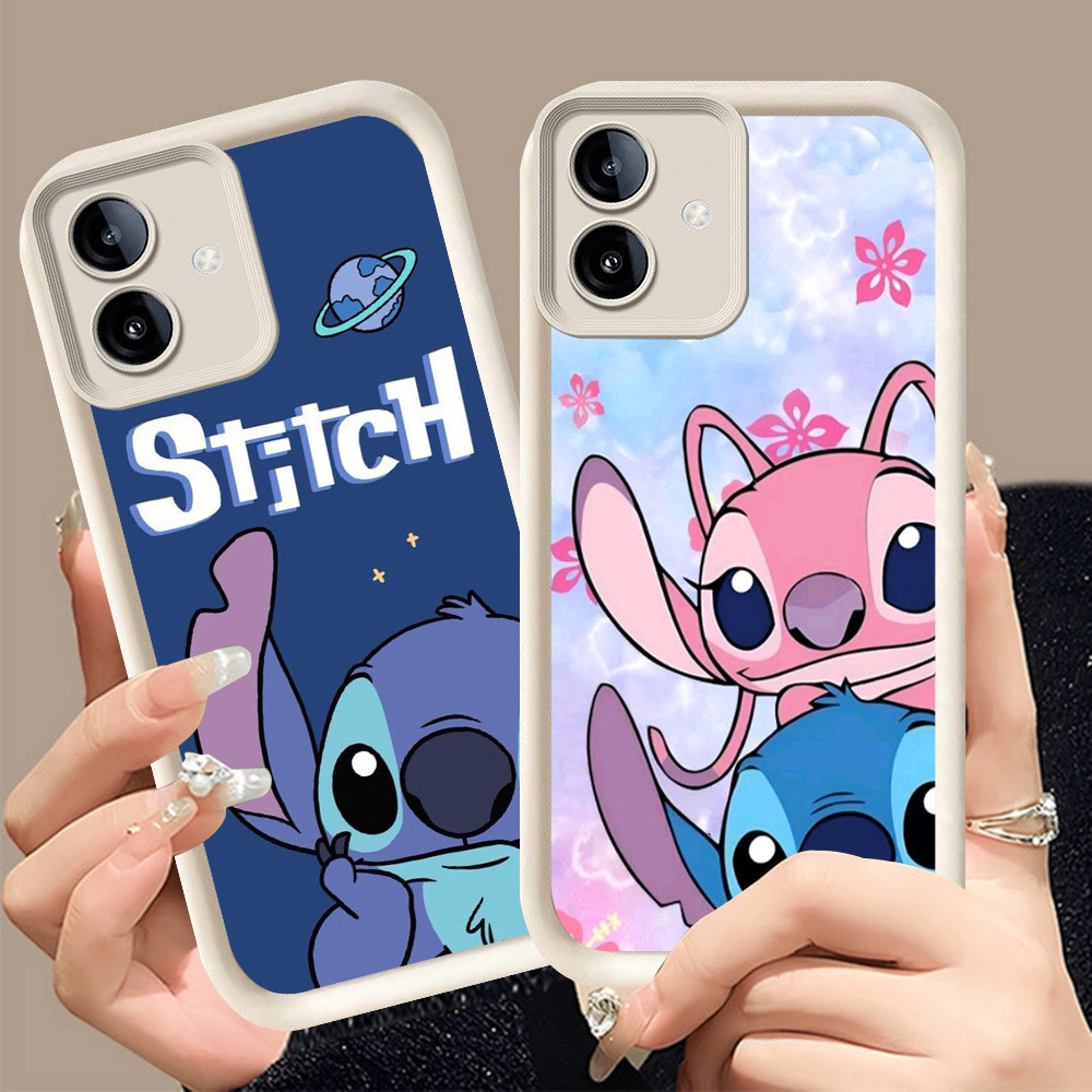 Q-30 Cute Stitch ขาวดำเคสโทรศัพท์หรับ Samsung A05 A07 A06 A04E A04 A03 5G ปกสีชมพู