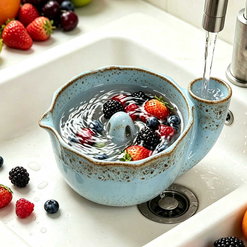 Berry Swirl Bowl เซรามิคอัตโนมัติล้างผลไม้ Swirl Bowl ท่อระบายน้ําในครัวเรือน Berry Swirl Bowl