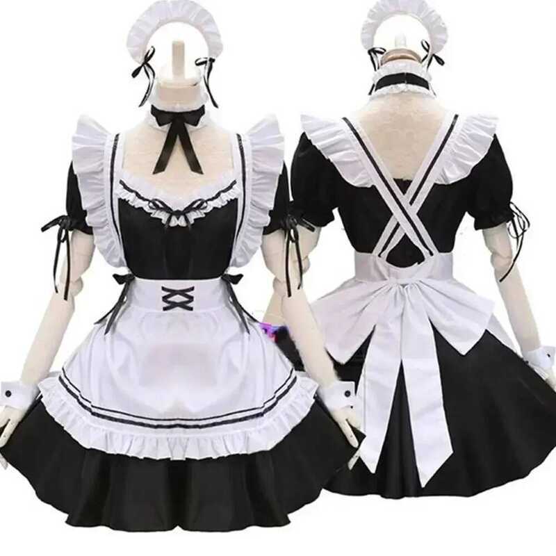 alloween Schattige Meid Zwart Wit Schort Lolita Jurk Anime Lange Rok Cafe Kostuum Cosplay Горничная