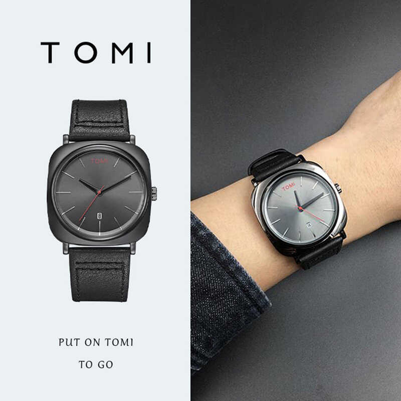 [] TOMI TOMI Square Calendar Watch Business Male Non-Mechanical Watch Fashion Korean Student Watch