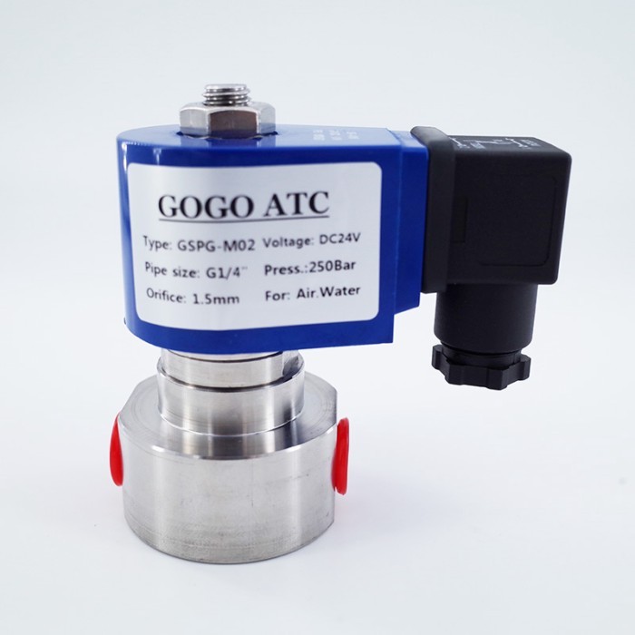 250bar 300bar 36MPa 2 way water high pressure solenoid valve 1/8" 1/4" 220V 24V Orifice 1mm N.C GSP