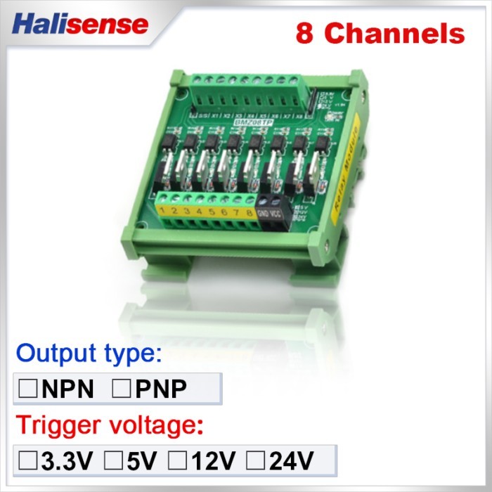 8-Channel Optocoupler Isolation Transistor IO Card PNP/NPN Output PLC Signal Amplifier Board