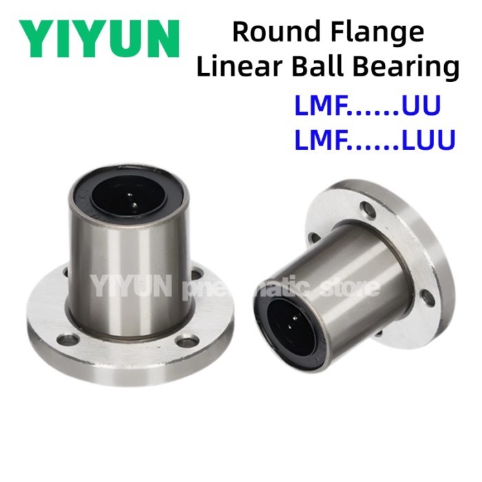 1-10pcs LMF Round Flange Linear Ball Bearing LMF6UU LMF8UU LMF10UU LMF12UU LMF16UU LMF20UU LMF25UU