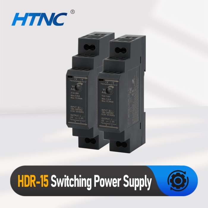 Rail Type Power Supply HDR 15W 5V 12V 24V 48V Industrial DIN Single Group Output Transformer 100-24