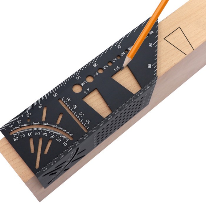 Aluminum Alloy 3D Mitre Angle Measuring Ruler 45 90 Degree Square Woodworking Angle Ruler Multifunc