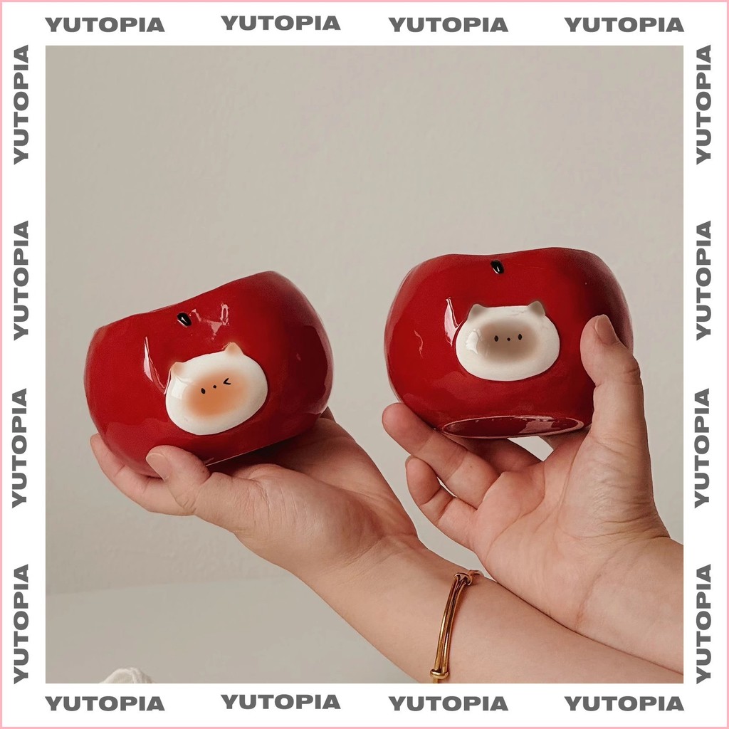 Yuxuan ชามเซรามิกทํามือพร้อมความรู้สึกการออกแบบอาหารเช้าซีเรียลชามขนาดเล็กโยเกิร์ตผิวคู่ชามนมสยามแมว