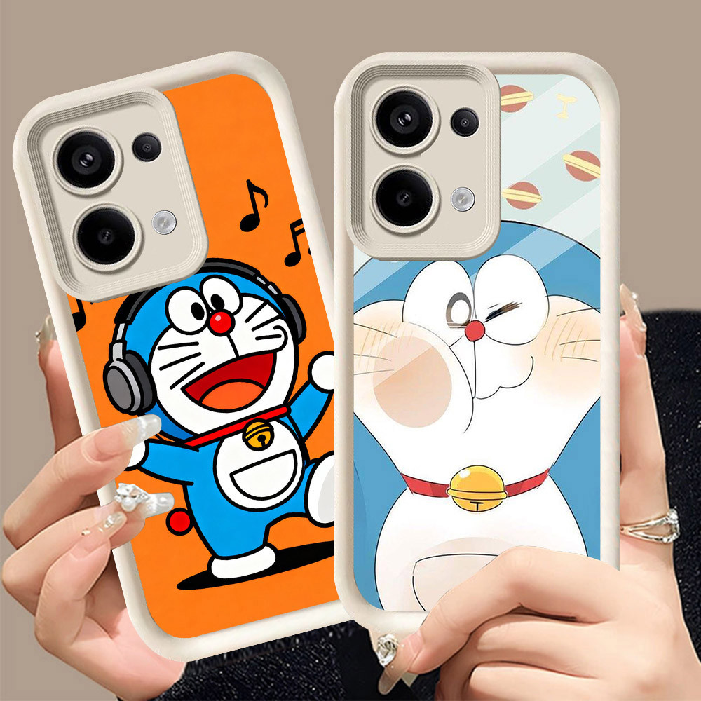 Q-6 Doraemon cute ขาวดำเคสโทรศัพท์หรับ Xiaomi Redmi A7 A5 13C 15C ปกสีชมพู