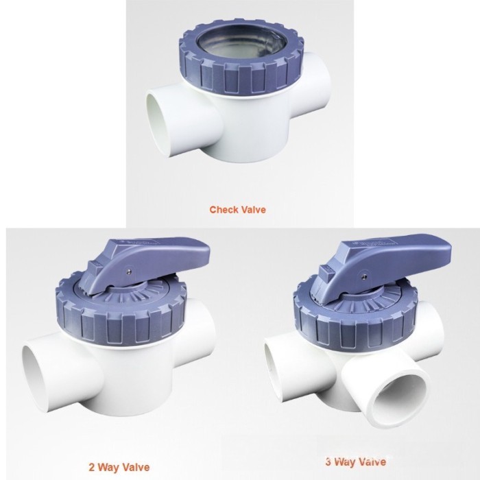 Transparent PVC Check Valve, 2-Way & 3-Way Diverter Valve for Swimming Pool  Non-Return Flow Contro