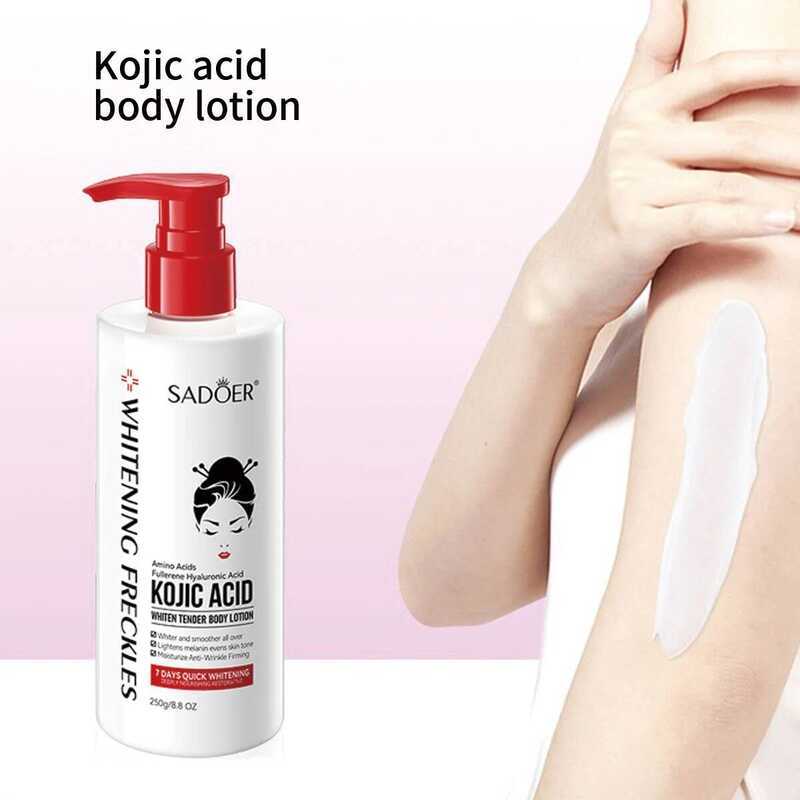 250ml Kojic Acid Whitening Body Moisturizing ผิวกระจ่างใส Essential Home Lotion ในฤดูใบไม้ร่วงและฤดู