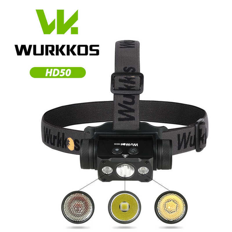 ❤ Wurkkos ไฟหน้า Hd50แบบชาร์จไฟได้2a ไฟหน้า21700 4000Lm Xhp50.3 Lh351d + ไฟ660nm สีแดง Toollamp