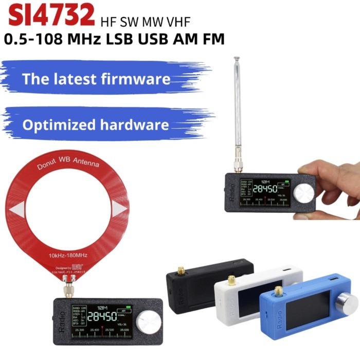SI4732 10-108MHz Pocket Mini Radio 0.5-108mhz Portable Radio 1.9inch ESP32 LSB USB AM FM All Band R