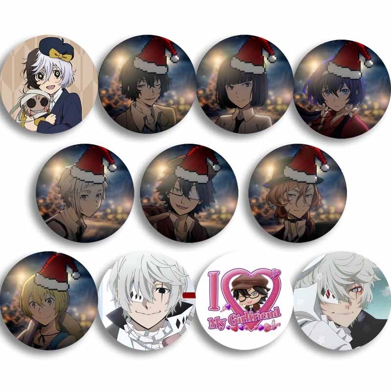 อะนิเมะLapel Pins Osamu Dazai Atsushi Nakajima Chuuya Nakharaเข็มกลัดการ์ตูนCosplay Badge DIYกระเป๋า