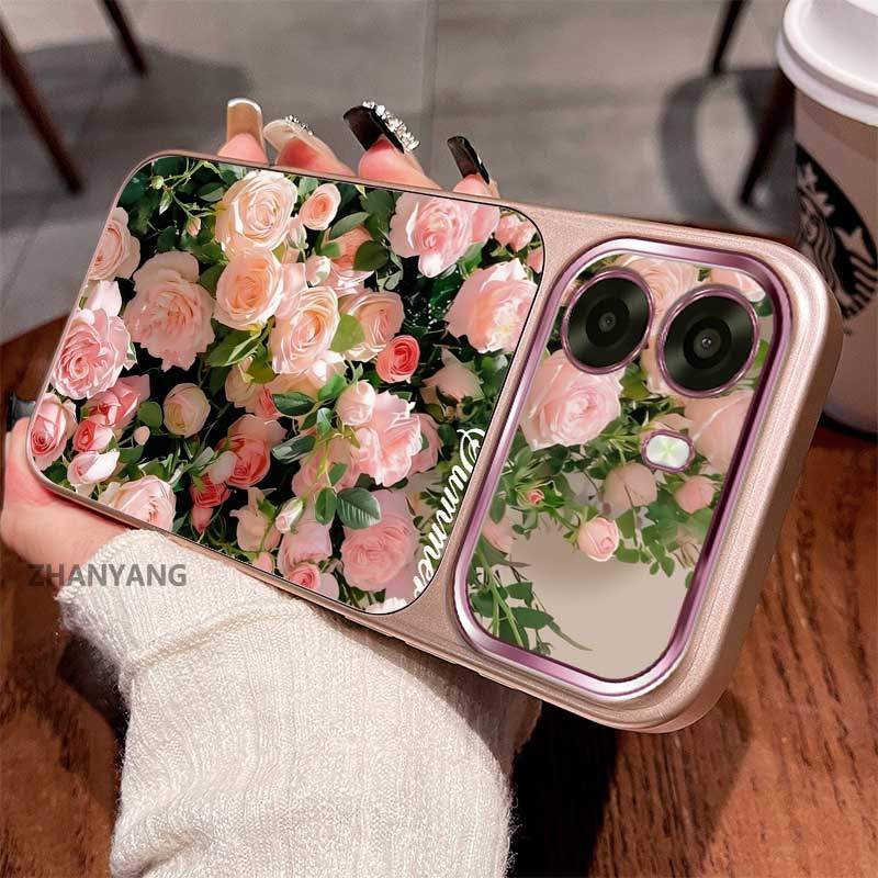 สําหรับOPPO A6T 4G A6T 5G A6T Pro 4G A6C 4Gความงามสีความละเอียดสูงดอกไม้ซิลิโคนFrostedเคสโทรศัพท์ที่