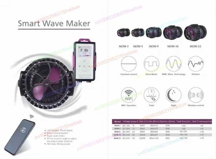 For Jebao MOW-3 Smart WiFi Aquarium Water Wavemaker Pump Wave Making Pump With WIFI LCD Display Con