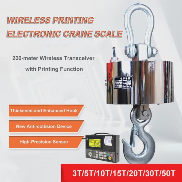 Wireless Steel Body Printing Electronic Scale Crane Scale 5 10 Overhead Crane Scale Steel Wireless