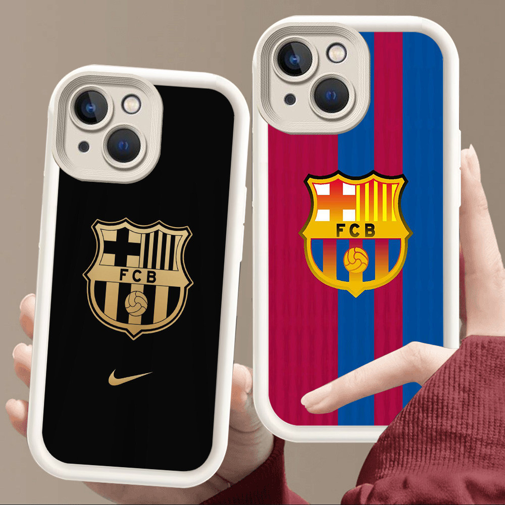 เคสสําหรับ iPhone 8 13 6 7 6s 14 Pro Max Plus Soft White E128 FC Barcelona