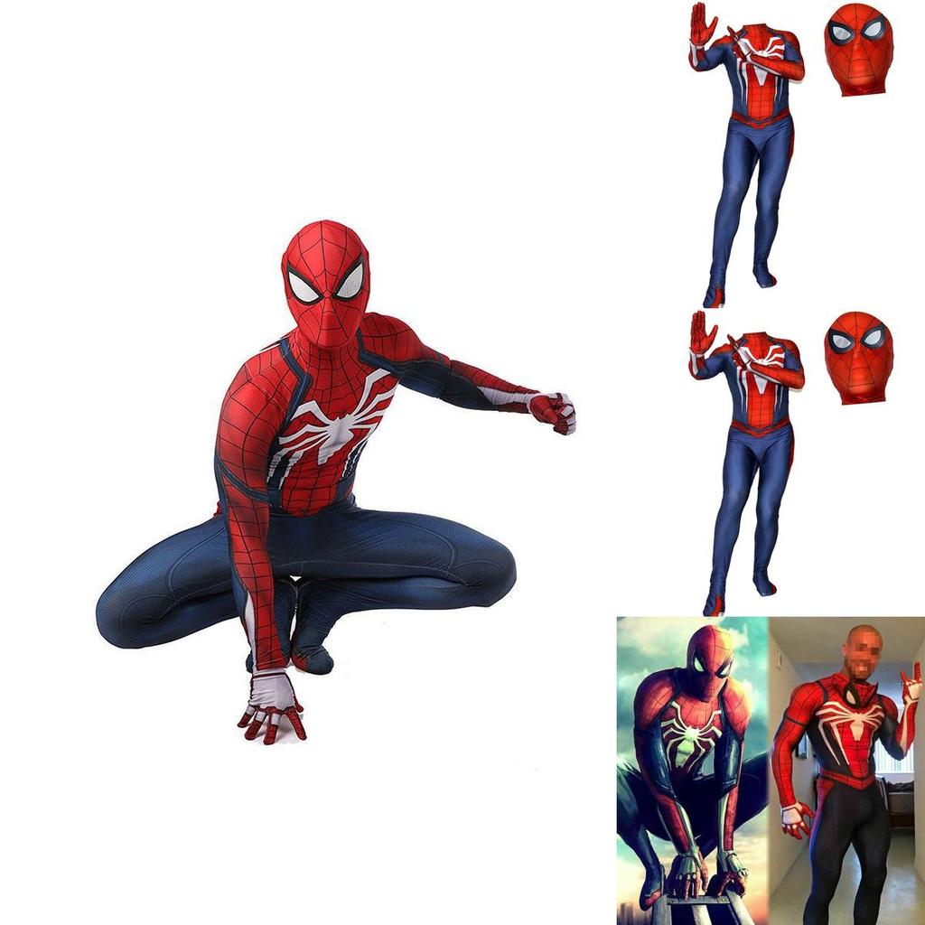 ชุดคอสเพลย์สไปดี้ PS4 พริ้นต์ 3D สีฟ้าและแดง สำหรับทุกวัย