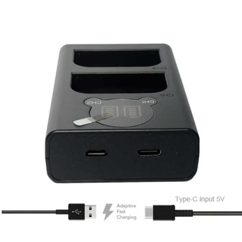 C ZZOOI Dual Blx1 LCD Type-C USB Battery Charger For Olympus OM SYSTEM Om-1 Om1 Mirrorless Camera B