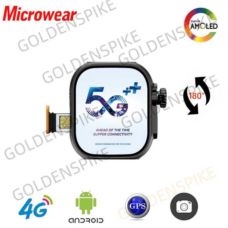 สมาร์ทวอทช์ Microwear Ultra Ai3 5G 180° กล้องหมุนได้ Google Play GPS WIFI 2.2 นิ้ว Amoled HD Display