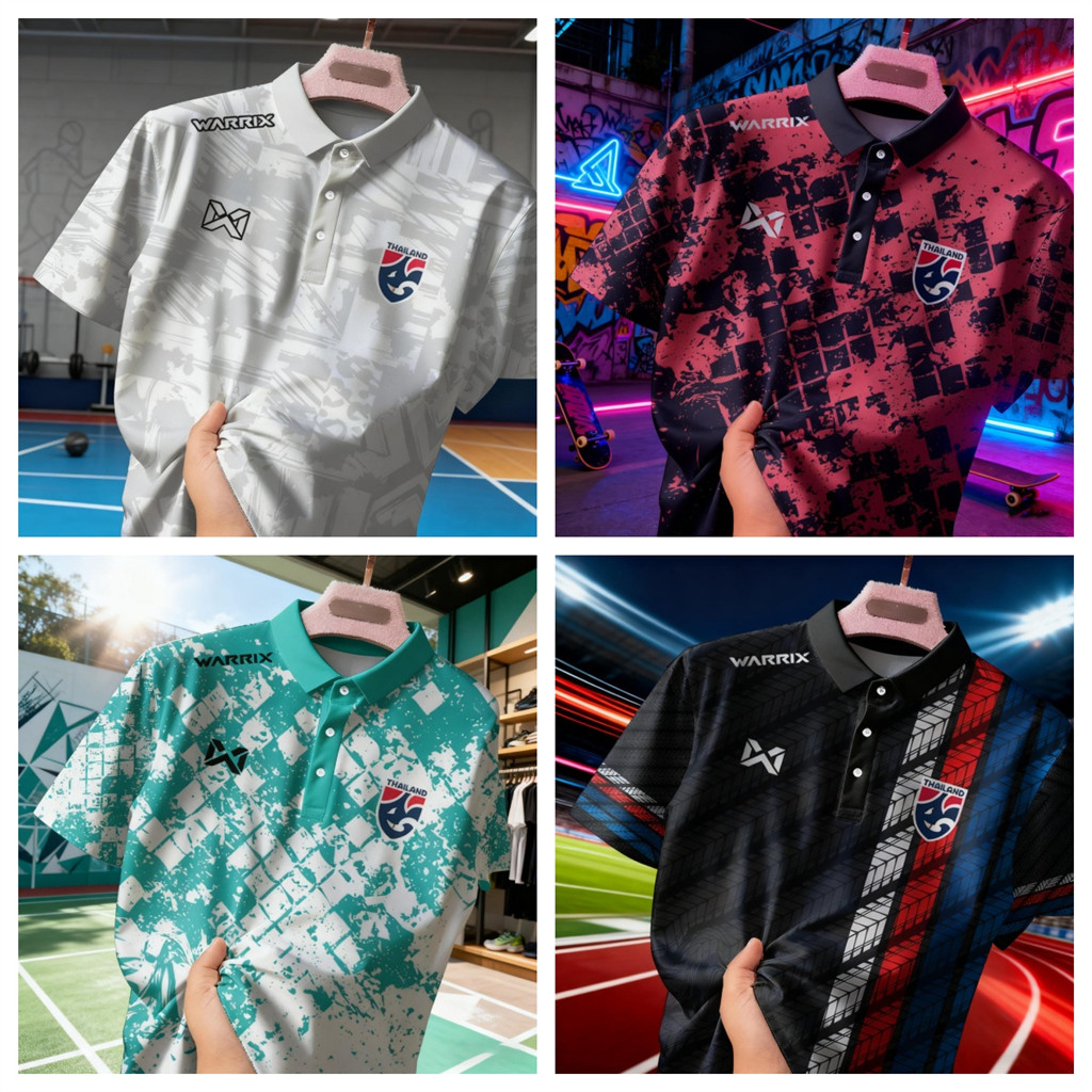เสื้อโปโลทีมชาติไทยสำหรับผู้ชาย หลากสี แขนสั้น ระบายอากาศเย็นสบาย