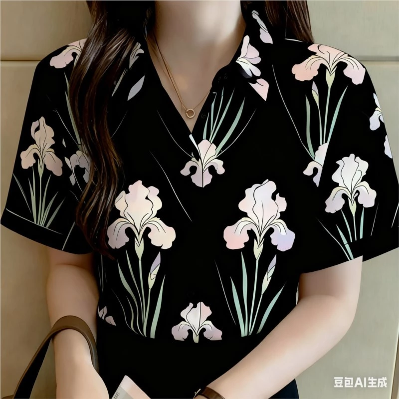 เสื้อแขนสั้นผู้หญิง โอเวอร์ไซส์ ลายดอกไม้ฮาวาย thumbnail 6