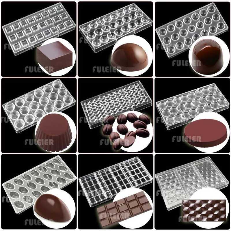 C Polycarbonate Chocolate Molds Square Round Sweets Candy Bar Mould Baking Cake Bonbon Confectioner