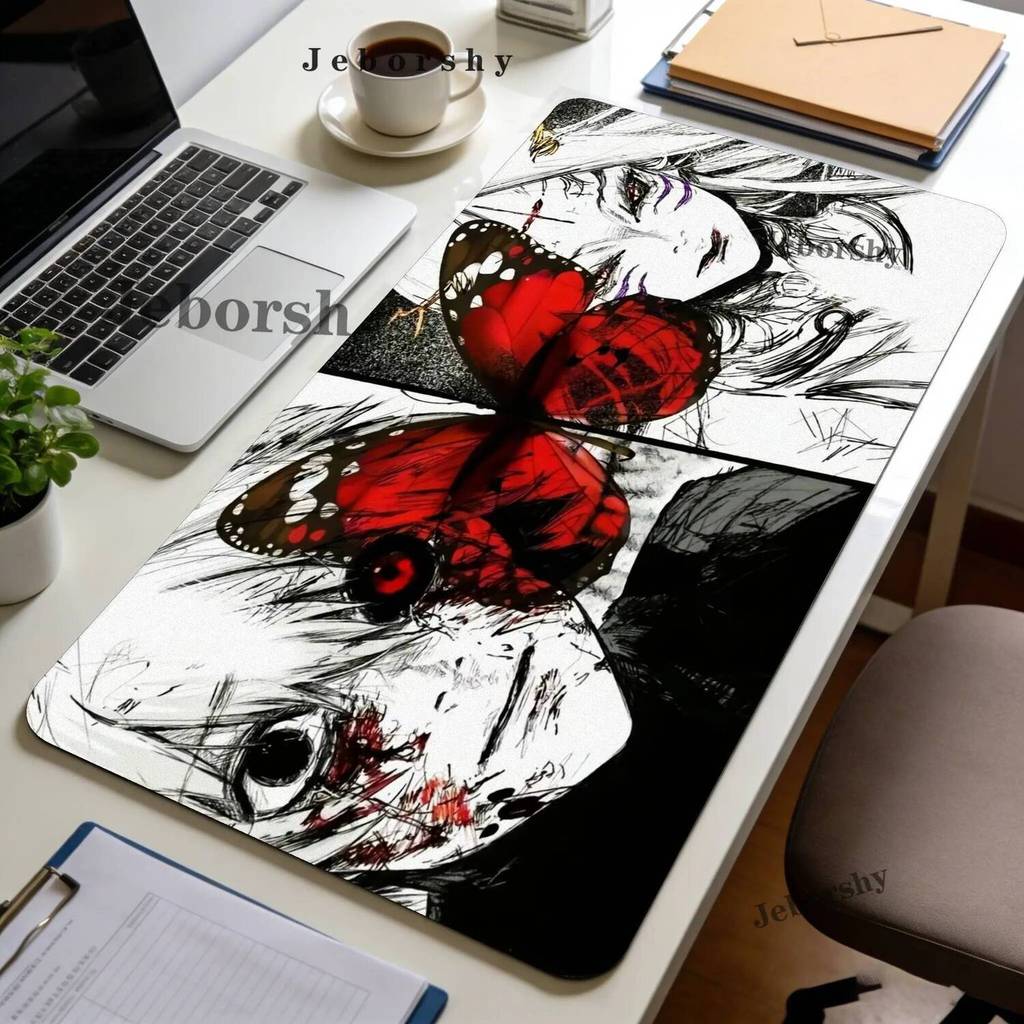 แผ่นรองเมาส์แล็ปท็อปอะนิเมะขยายสก์ท็อปเสื่อคอมพิวเตอร์นักเล่นเกม Mousepad โตเกียวปอบ Kaneki Ken PC อ