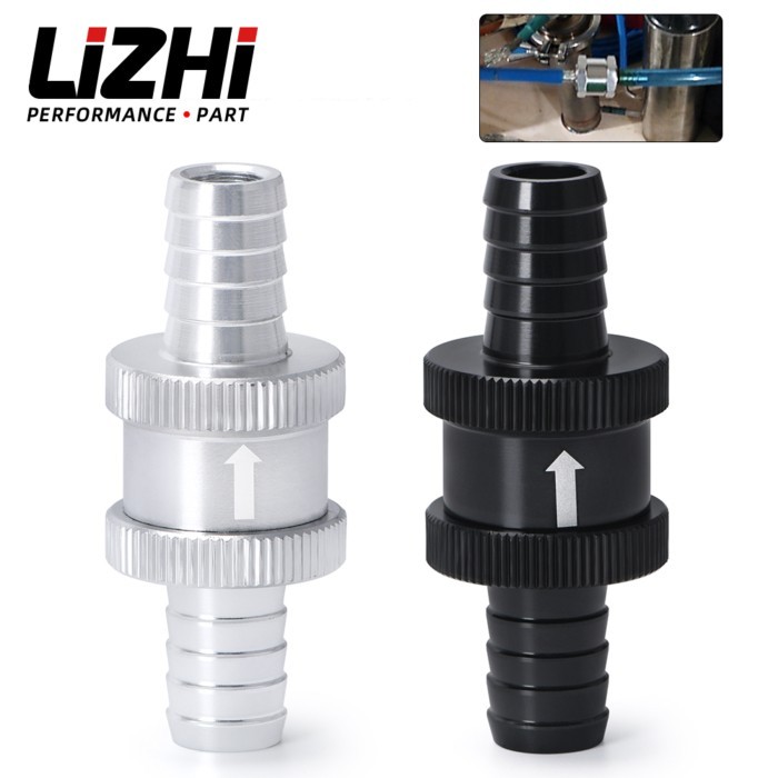 LIZHI RACING - 1/2" 12mm Non Return One Way Fuel Check Valve Aluminum Alloy Petrol Diesel LZ-FCV12