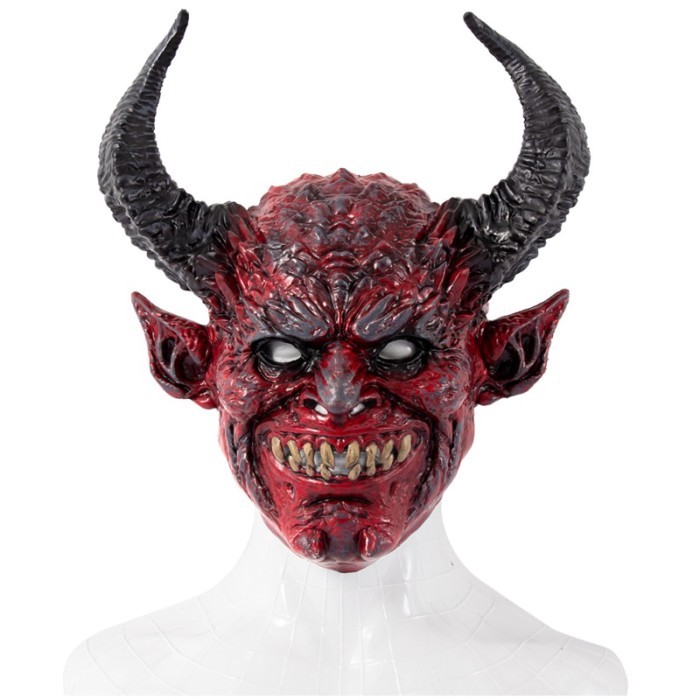 Halloween Party Dress Up Devil Mask Red Devil Satan Devil Hornhead Cover