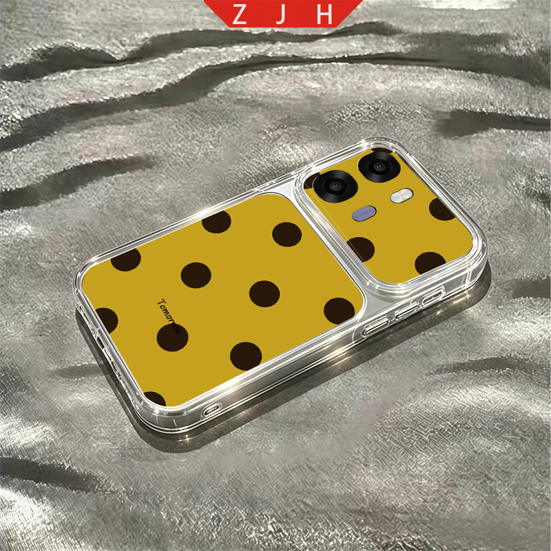 สําหรับ OPPO A6X A6C A5X 4G 5G เคสโทรศัพท์ออกแบบใหม่สีดํารูปแบบจุดโปร่งใสหน้าต่างขนาดใหญ่สีปลอกกันกร