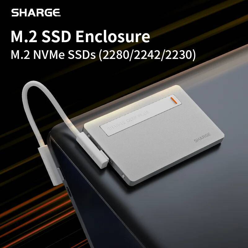 SHARGE Disk plus M.2 NVMe SSD ขนาดเล็กภายนอก SSD กรณี 10Gbps USB C 3.2 Gen2 100W PD สําหรับ MacBook 