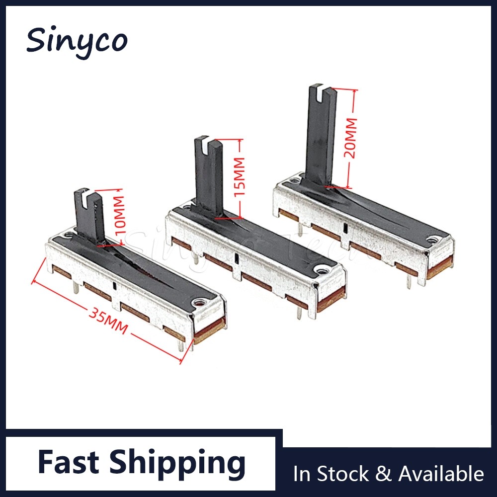 3PCS SC2043N 35 มม.ตรงสไลด์ Potentiometer B10K B20K B50K B100K W100K พร้อม Midpoint 3.5 ซม.3Pin Mixe