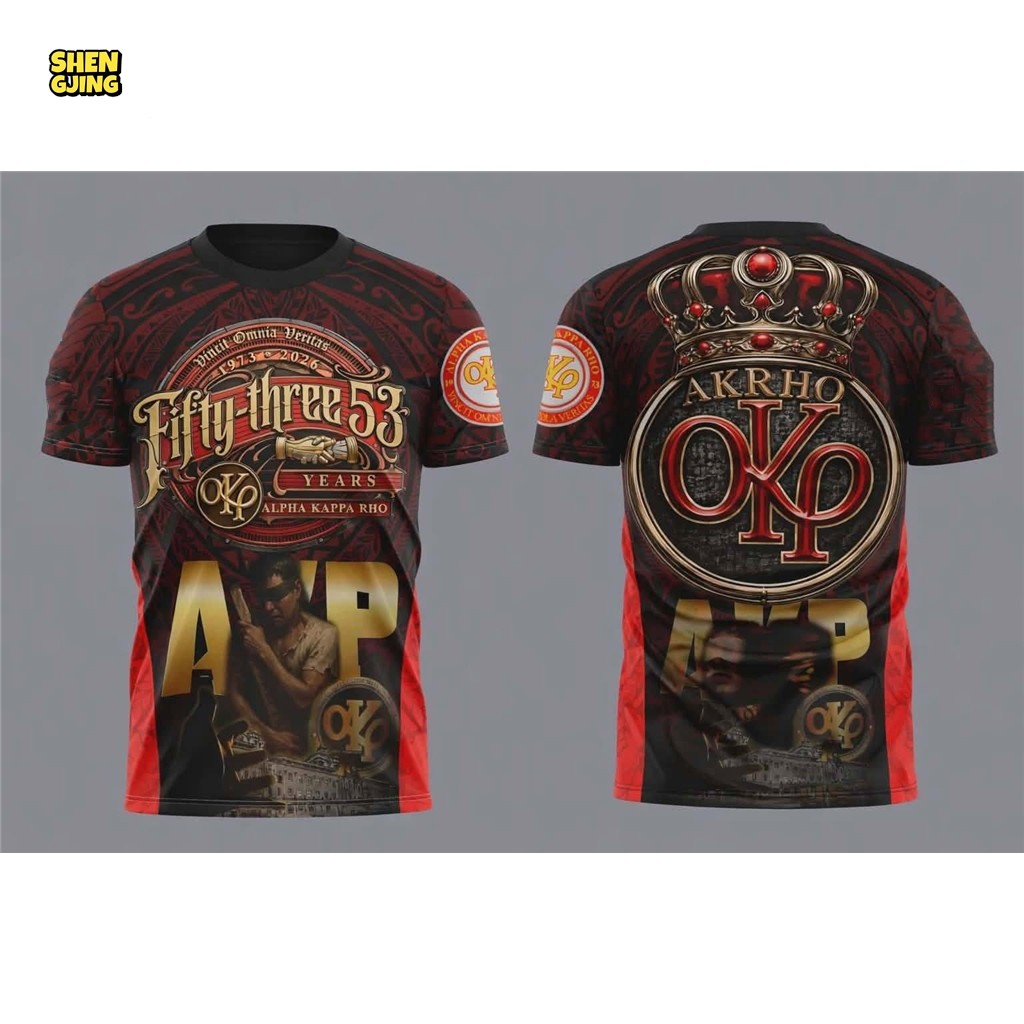 SJ-Alpha Kappa Rho เสื้อยืดครบรอบ 53 ปี | เสื้อยืดกราฟิกมงกุฎดําแดง | เสื้อ Fifty-three 53 YEARS | ฟ