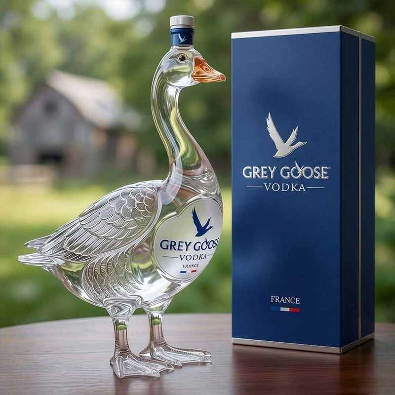 & [Best Seller]Vodka 3D Sculpted Grey Goose Decorative Wine Bottle Glass For Home Bar
