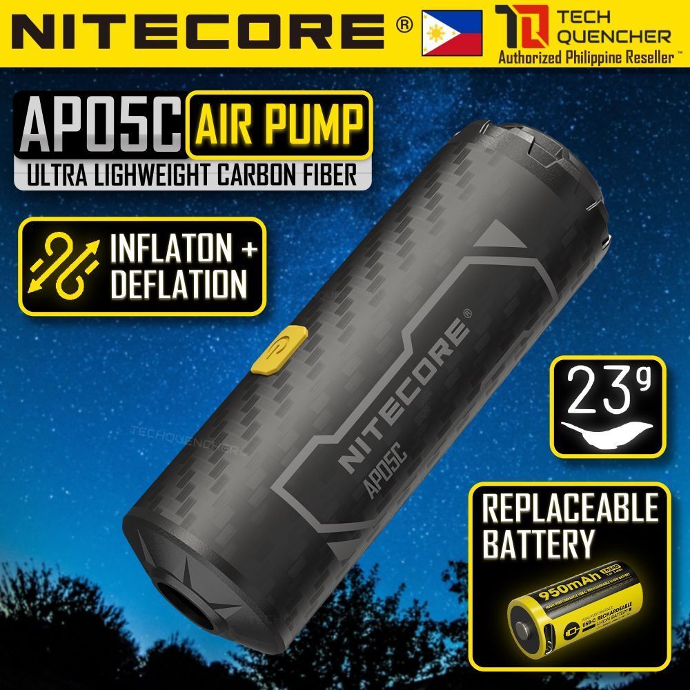 ปั๊มลม Nitecore AP05C - คาร์บอนไฟเบอร์น้ําหนักเบาพิเศษ + รวมแบตเตอรี่ NL169R - 23g - 2.7kPa